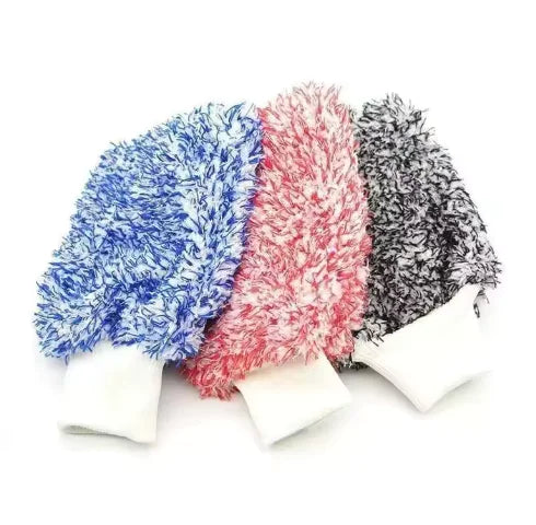 Rukavice z mikrovlákna a korálového fleecu na mytí auta